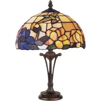 Casa Padrino Lampe de table de luxe Tiffany Multicolore Ø 25 x H. 47 cm - Lampe de bureau Tiffany - Lampe tabouret Tiffany - Luminaires Tiffany - Intérieur de luxe - Luminaires de luxe