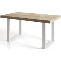 Alpi Möbel Table de salle à manger industrielle LOFT-U Table extensible, dimensions : 160-260 x 90 x 77 cm, table de salon, couleur : Halifax, avec pieds en métal de couleur blanche