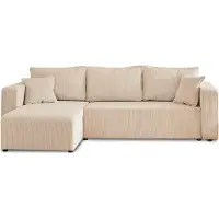 Best Mobilier Topaze - canapé d'angle réversible - 4 places - convertible avec coffre - en velours côtelé , Beige