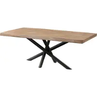 MASSIVMOEBEL24.DE MASSIVMOEBEL24 | Table à Manger en bois de Manguier 180x90x76 beige laqué / pieds Mikado anthracite matte FREEFORM 5