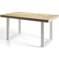 Alpi Möbel Table de salle à manger industrielle LOFT-U Table extensible, dimensions : 140-240 x 80 x 77 cm, table de salon, couleur : Artisan, avec pieds en métal de couleur blanche