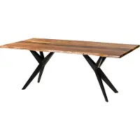 MASSIVMOEBEL24.DE MASSIVMOEBEL24 | Table à manger en bois d'acacia 160x90x76 naturel laqué / Epoxy noir, pieds en étoile anthracite brillant EPOXY
