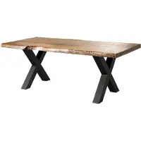 MASSIVMOEBEL24.DE MASSIVMOEBEL24 | Table à manger 200x100 en bois de manguier laqué naturel pieds en X anthracite mat FREEFORM 5