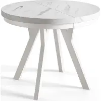 Alpi Möbel AlpiMeble Table de Salle à Manger Evo, Table de Salon Extensible, Lateau Stratifié 36 mm, Pieds Stables, Diamètre 100 cm - Marbre - Collection Evo