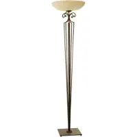 Casa Padrino Luxe Baroque Halogène Lampadaire Rouille / Or / Crème Ø 46 x H. 181 cm - Lampadaire somptueux de style baroque avec abat-jour rond en verre de Murano - Qualité de luxe - Italy