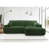 AX Living Canapé d'angle avec fonction sommeil Vert Peoni largeur 267 cm élégant D