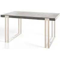 Alpi Möbel Table de salle à manger rectangulaire ROSA, table extensible, dimensions : 180-280 x 90 x 77 cm, table de salon, couleur : gris clair, avec pieds en métal de couleur blanche