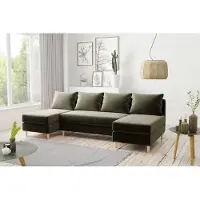 AX Living Canapé en velours avec fonction sommeil Hoyton 270 cm en vert olive - Confort & Style