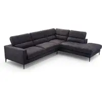 AX Living Canapé gris foncé Jolandi Canapé en L Canapé d'angle 300 cm de large D