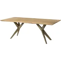MASSIVMOEBEL24.DE MASSIVMOEBEL24 | Table à manger en bois de manguier 200x100x76 naturel laqué /Epoxy noir, pieds en étoile argent mat EPOXY