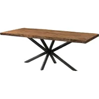 MASSIVMOEBEL24.DE MASSIVMOEBEL24 | Table à Manger en bois de Sheesham 220x100x76 naturel teinté / pied cenral anthracite matte FREEFORM 5