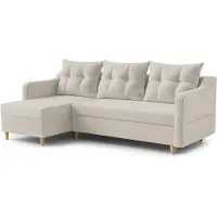 AX Living Canapé d'angle avec fonction lit Balerno 224 cm - Design élégant en creme