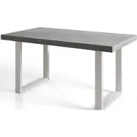 Alpi Möbel Table de salle à manger industrielle LOFT-U, table extensible, dimensions : 160-260 x 90 x 77 cm, table de salon, couleur : gris, avec pieds en métal de couleur blanche