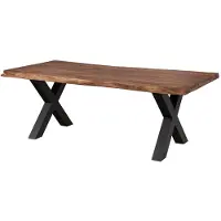 MASSIVMOEBEL24.DE MASSIVMOEBEL24 | Table à manger 200x100 en bois de Sheesham teinté brun mat pieds en X anthracite mat FREEFORM 5