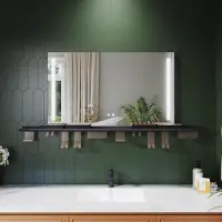 Sonni Miroir de salle de bains 100 x 60 cm, tricolore, intensité lumineuse variable, RA90, antibuée, avec rangement multifonctionnel