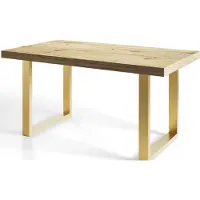 Alpi Möbel Table de salle à manger industrielle LOFT-U, table extensible, dimensions : 180-280 x 90 x 77 cm, table de salon, couleur : Artisan, avec pieds en métal de couleur or