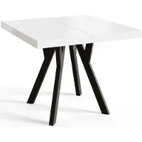 Alpi Möbel AlpiMeble Table a Manger Extensible - Table Carrée Extensible - Table de Salle à Manger Moderne - Plateau Stratifié 36 mm - Pieds en Hêtre - Mesures de 100 cm à 200 cm - Blanc - Collection Rico