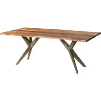 MASSIVMOEBEL24.DE MASSIVMOEBEL24 | Table à manger en bois d'acacia 160x90x76 naturel laqué / Epoxy noir, pieds en étoile argent mat EPOXY