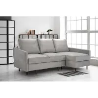 AX Living Canapé gris clair Romanii 3 places avec fonction sommeil largeur 220 cm D