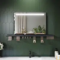 Sonni Miroir de salle de bains 70 x 50 cm, tricolore, intensité lumineuse variable, RA90, antibuée, avec rangement multifonctionnel
