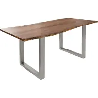 MASSIVMOEBEL24.DE MASSIVMOEBEL24 | Table à manger 140x90 Acacia laqué Bois naturel / Gris mat FREEFORM