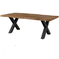 MASSIVMOEBEL24.DE MASSIVMOEBEL24 | Table à manger 220x100 en bois de Sheesham bois nature pieds en X anthracite mat FREEFORM 5