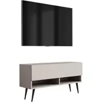 3Xeliving Buffet TV 100 cm Cachemire, pieds noirs inclinés, 100 × 32 × 52 cm