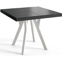 Alpi Möbel AlpiMeble Table a Manger Extensible - Table Carrée Extensible - Table de Salle à Manger Moderne - Plateau Stratifié 36 mm - Pieds en Hêtre - Mesures de 120 cm à 220 cm - Noir - Collection Rico