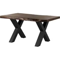 MASSIVMOEBEL24.DE MASSIVMOEBEL24 | Table à manger 140x90 en bois d'acacia marron mat pieds en X anthracite mat FREEFORM 5