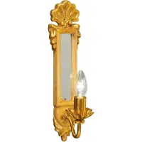 Casa Padrino Luxus Barock Wandleuchte Naturfarben / Antik Gold 10 x 16 x H. 40 cm - Lampe murale élégante avec miroir - Luminaires baroques
