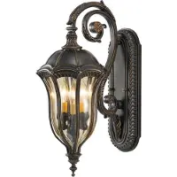 Casa Padrino Baroque Applique murale extérieure Marron / Bronze / Or 24,1 x 35,6 x H. 57,8 cm - Elégante lampe d'extérieur pour balcon jardin terrasse - Eclairage extérieur de style baroque