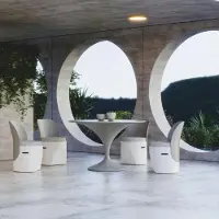Casa Padrino Table de jardin de luxe gris mat Ø 120 cm - Mobilier de jardin de luxe