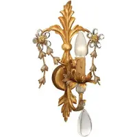 Casa Padrino Luxus Barock Kristall Wandleuchte Antik Gold 24 x 15 x H. 38 cm - Elégante lampe murale en métal avec verre de Bohème noble - Luminaires baroques