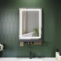 Sonni Miroir de salle de bains 50 x 70 cm, tricolore, intensité lumineuse variable, RA90, antibuée,avec tablette multifonctionnelle