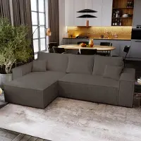 Besilio Canapé d'angle avec fonction sommeil Majorka L - Canapé 280 cm avec coffre de lit, Canapé d'angle en L, Canapé-lit Ensemble - Marron & Poso 04