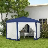 SUCCESS COURIER Pavillon hexagonal 4 x 3 m – imperméable et résistant à l'hiver, avec moustiquaire et 6 panneaux latéraux, pour le camping et le jardin, bleu
