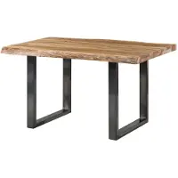 MASSIVMOEBEL24.DE MASSIVMOEBEL24 | Table à manger 160x90 en bois de Sheesham sablé bois naturel pieds en U anthracite brillant FREEFORM 5