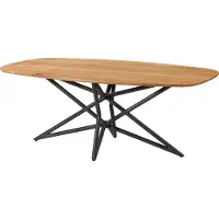 MASSIVMOEBEL24.DE MASSIVMOEBEL24 | Table à Manger en bois d'Acacia 240x100x76 naturel laqué /piétement noir