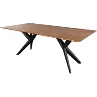MASSIVMOEBEL24.DE MASSIVMOEBEL24 | Table à manger 180x90 Acacia laqué Bois naturel / Anthracite mat SWISS EDGE #20