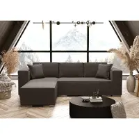 AX Living Marron Canapé d'angle avec fonction sommeil en L Vinoria 255 cm Gauche