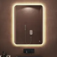 Doporro Miroir de Salle de Bains Lumineux 100x80cm Glace avec Éclairage LED LUZ et Interrupteur Tactile Nova02