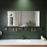 Sonni miroir de salle de bains 120 x 60 cm, tricolore, intensité lumineuse variable, RA90, antibuée, avec tablette multifonctionnelle