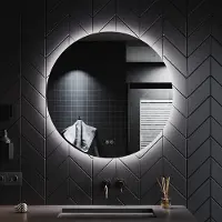 Sonni Miroir de salle de bain rond Ø 80 cm avec éclairage LED Double interrupteur tactile Miroir rond avec fonction antibuée Température tricolore