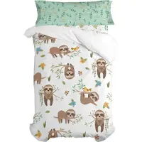 Happy Fiday Home Housse de couette Moshi Moshi Happy Sloth Coloré Matelas simple 2 pièces