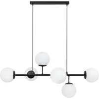 Light11 HOME Plafonnier Siena noir 6 flammes verre blanc E14 bras longs