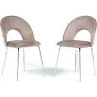 Idea New Garden Srl Lot de 2 chaises de salle à manger en velours avec dossier moulé et pieds en métal, design élégant et moderne pour la maison et le restaurant MARGOT - Taupe/argent