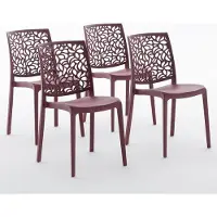 Idea New Garden Srl lot de 4 chaises empilables en polypropylène avec fibre de verre pour l'extérieur et le jardin, bar et restaurant, cuisine design moderne - ANNA - Rouge foncé