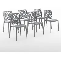 Idea New Garden Srl lot de 6 chaises empilables en polypropylène avec fibre de verre pour l'extérieur et le jardin, bar et restaurant, cuisine design moderne - DAFNE - Gris foncé