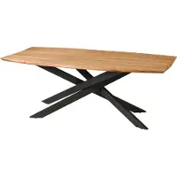 MASSIVMOEBEL24.DE MASSIVMOEBEL24 | Table à Manger en bois d'Acacia 200x100x77 naturel laqué / pieds Mikado carrés noirs