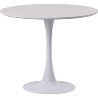 Idea New Garden Srl Table ronde Ø90 cm avec plateau imitation bois et piètement central en métal - moderne, élégante et polyvalente pour la cuisine, le salon et le bureau - ORLANDO - Blanc
